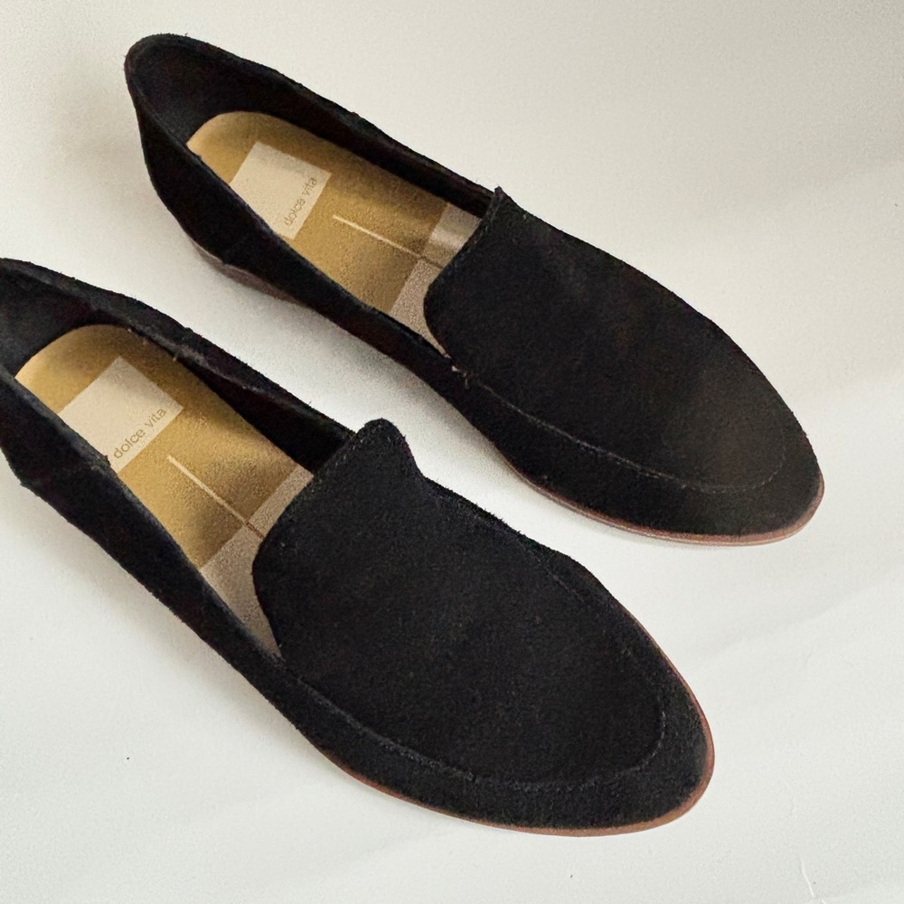 Dolce Vita Calla Black Suede Loafers – Leather Upper – Women’s Size 7